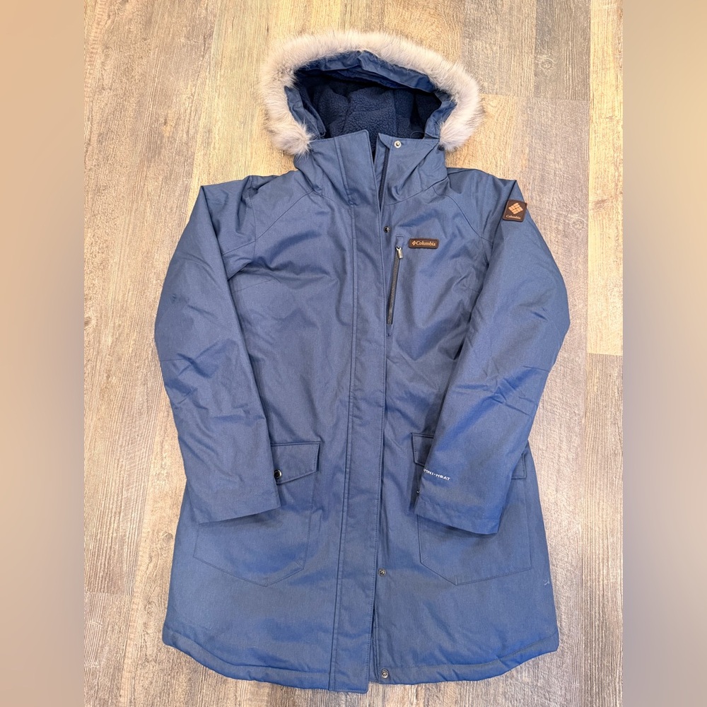 New w/o Tags Columbia Women's Blue Suttle Mountain Coat / Jacket with Faux Fur